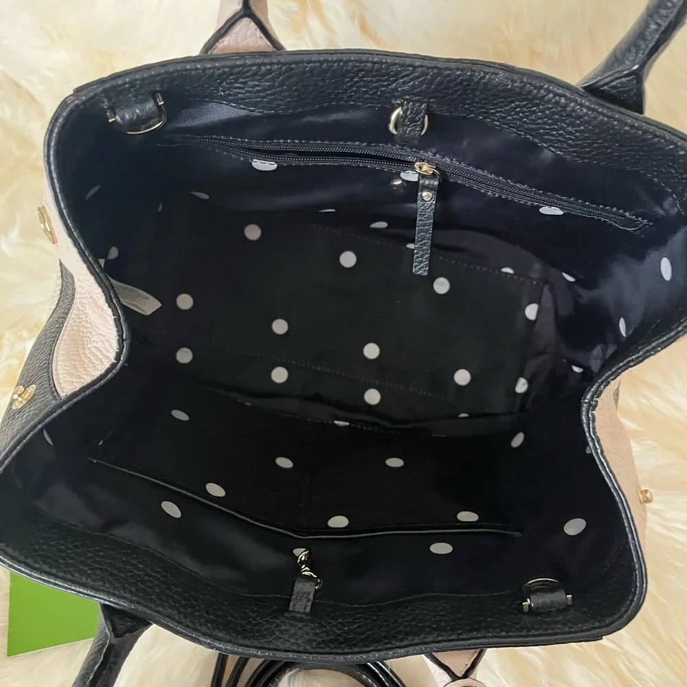 Kate Spade Black/Taupe Pebble Leather w/removable crossbody strap. - Picture 9 of 10